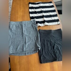 Set of Three Skirts - Black, Gray, and Striped